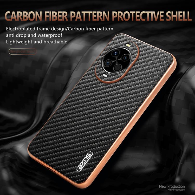 For Huawei nova 14 AZNS Electroplated Edge Carbon Fiber Texture Phone Case