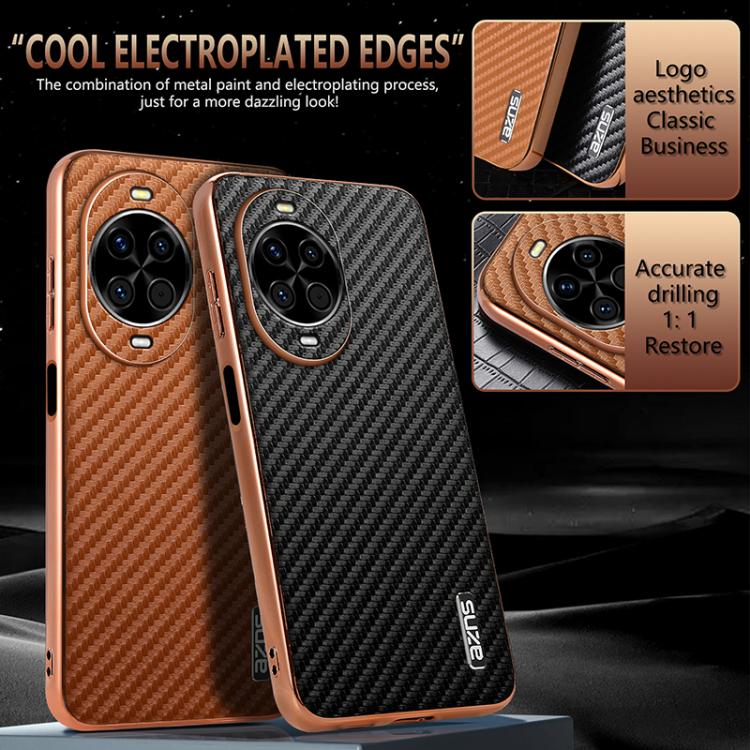 For Huawei nova 14 AZNS Electroplated Edge Carbon Fiber Texture Phone Case