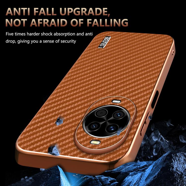 For Huawei nova 14 AZNS Electroplated Edge Carbon Fiber Texture Phone Case