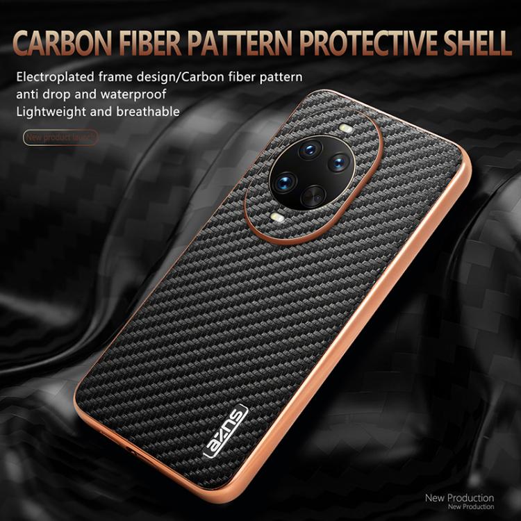For Huawei nova 14 Pro AZNS Electroplated Edge Carbon Fiber Texture Phone Case