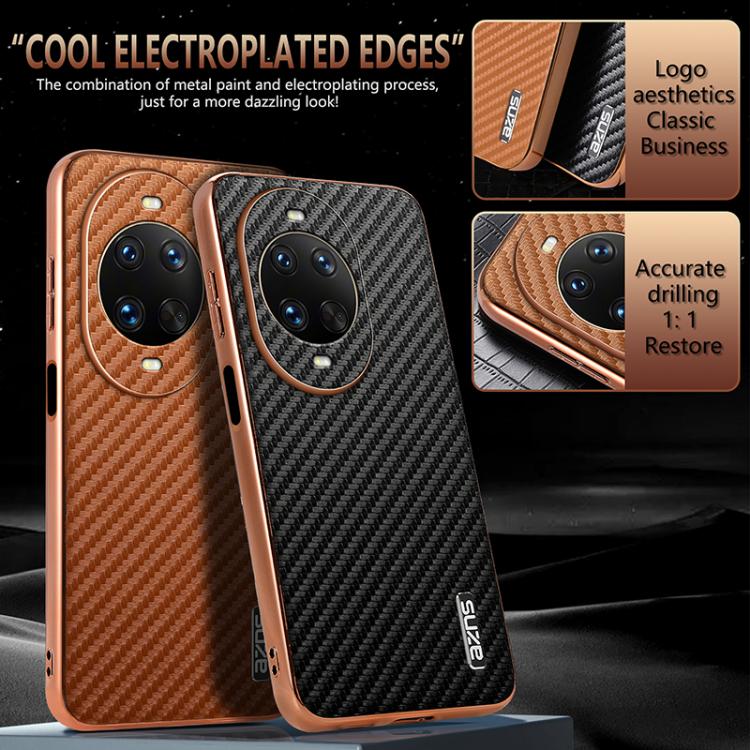 For Huawei nova 14 Pro AZNS Electroplated Edge Carbon Fiber Texture Phone Case