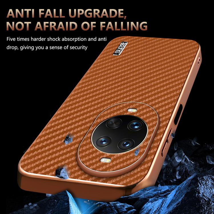 For Huawei nova 14 Pro AZNS Electroplated Edge Carbon Fiber Texture Phone Case