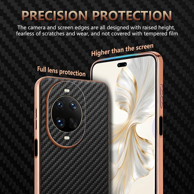 For Huawei nova 14 Pro AZNS Electroplated Edge Carbon Fiber Texture Phone Case