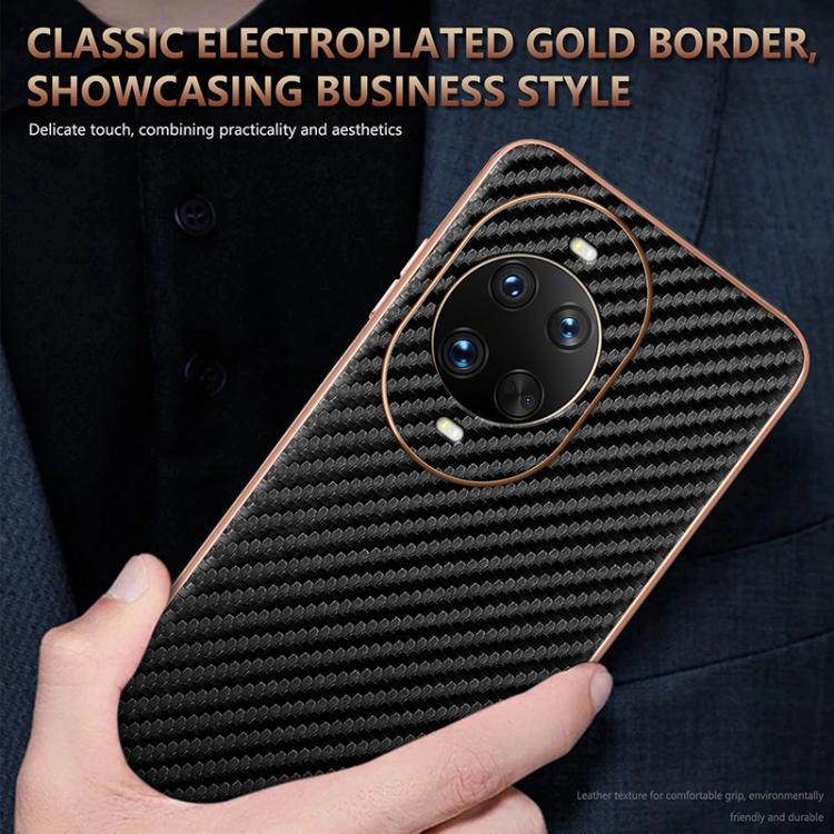 For Huawei nova 14 Ultra AZNS Electroplated Edge Carbon Fiber Texture Phone Case