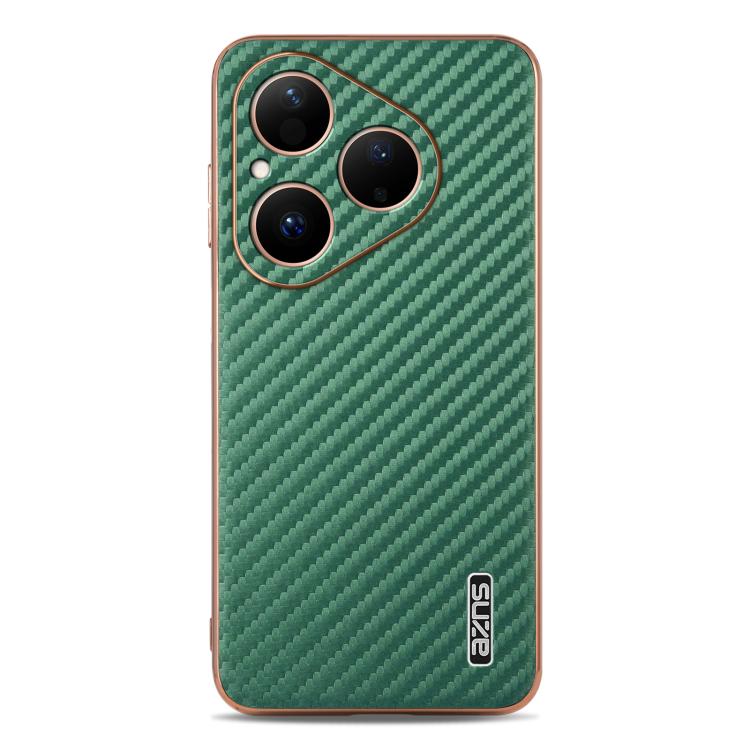 For Huawei Pura 80 5G AZNS Electroplated Edge Carbon Fiber Texture Phone Case