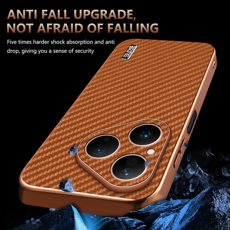 For Huawei Pura 80 5G AZNS Electroplated Edge Carbon Fiber Texture Phone Case