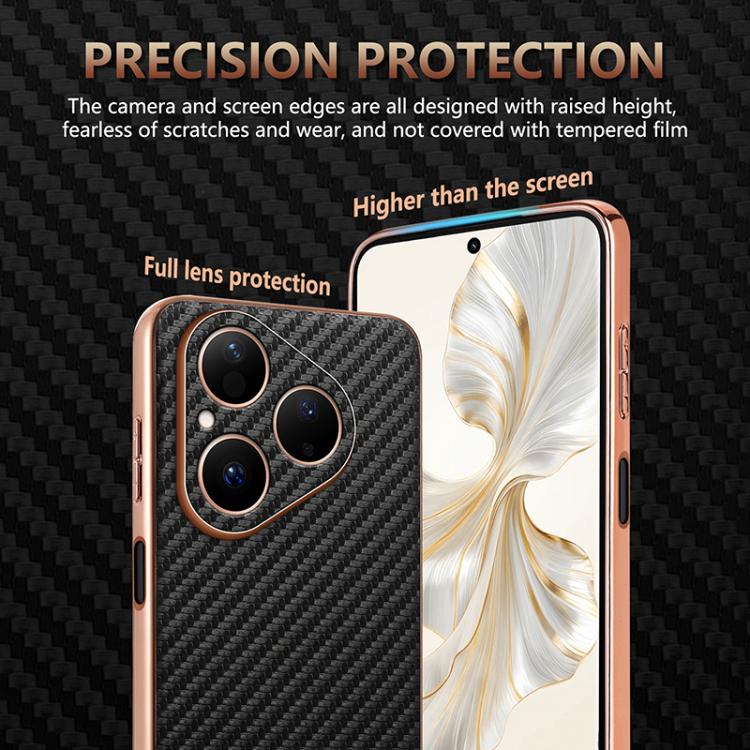 For Huawei Pura 80 5G AZNS Electroplated Edge Carbon Fiber Texture Phone Case