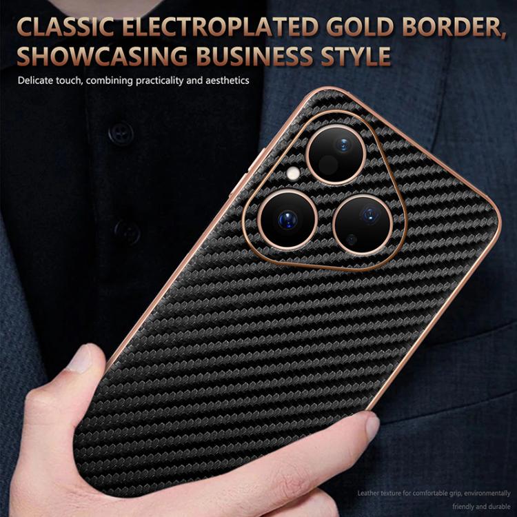 For Huawei Pura 80 5G AZNS Electroplated Edge Carbon Fiber Texture Phone Case