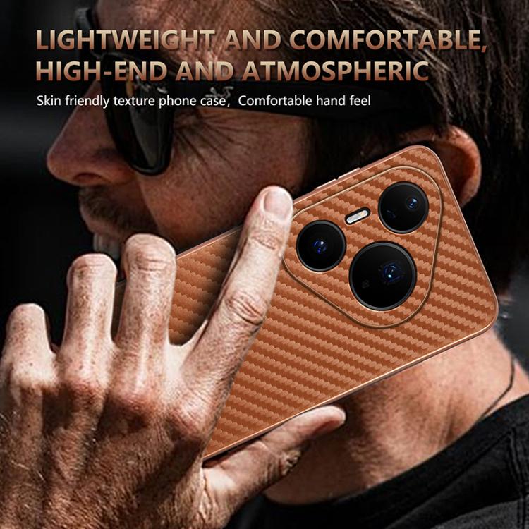 For Huawei Pura 80 Pro / Pro+ 5G AZNS Electroplated Edge Carbon Fiber Texture Phone Case
