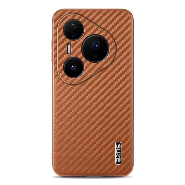 For Huawei Pura 80 Pro / Pro+ 5G AZNS Electroplated Edge Carbon Fiber Texture Phone Case