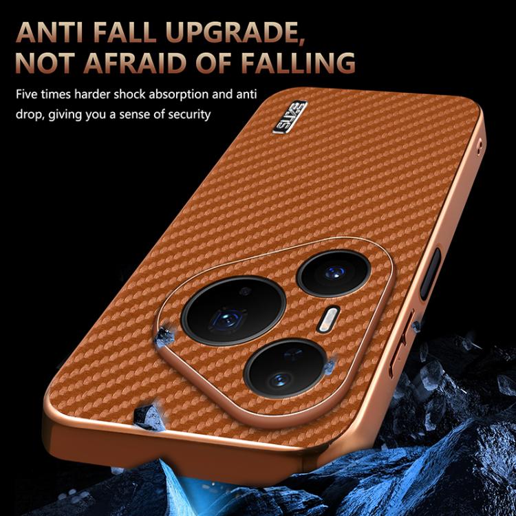 For Huawei Pura 80 Pro / Pro+ 5G AZNS Electroplated Edge Carbon Fiber Texture Phone Case