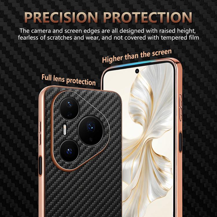For Huawei Pura 80 Pro / Pro+ 5G AZNS Electroplated Edge Carbon Fiber Texture Phone Case