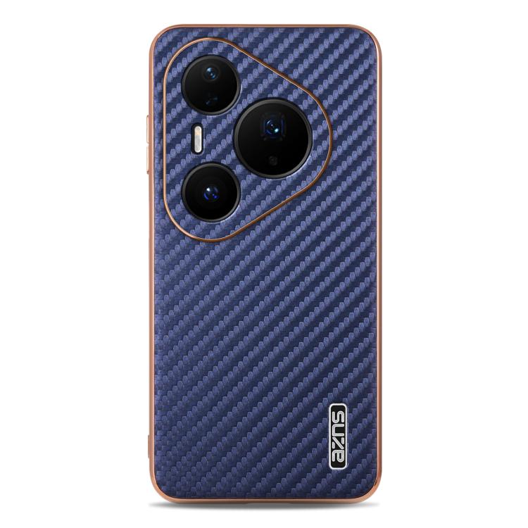 For Huawei Pura 80 Ultra 5G AZNS Electroplated Edge Carbon Fiber Texture Phone Case