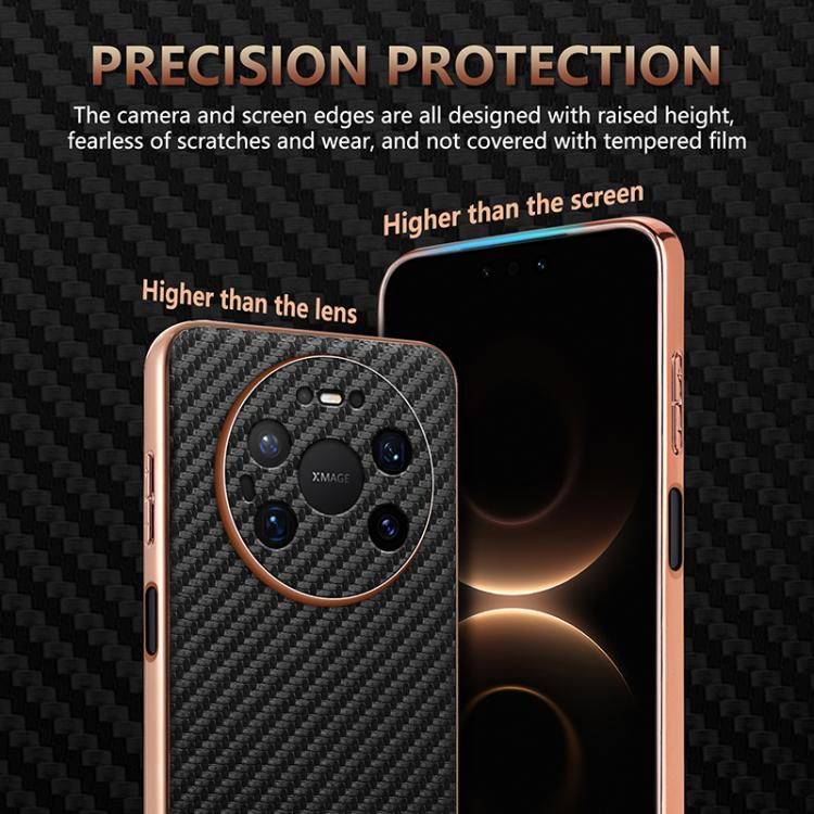 For Huawei Mate 80 Pro Max AZNS Electroplated Edge Carbon Fiber Texture Phone Case