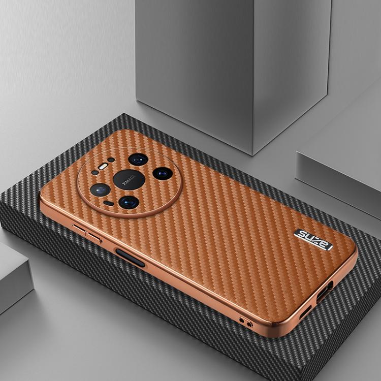 For Huawei Mate 80 Pro Max AZNS Electroplated Edge Carbon Fiber Texture Phone Case