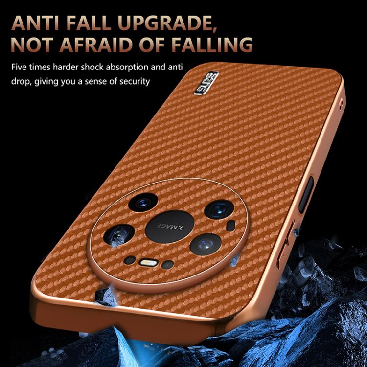 For Huawei Mate 80 Pro Max AZNS Electroplated Edge Carbon Fiber Texture Phone Case