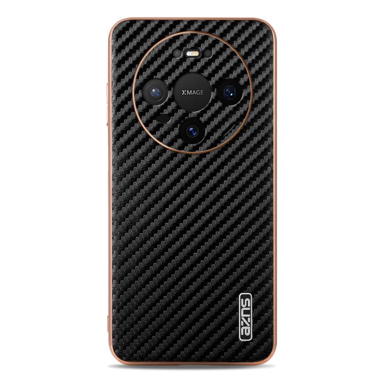 For Huawei Mate 80 Pro / Mate 80 AZNS Electroplated Edge Carbon Fiber Texture Phone Case