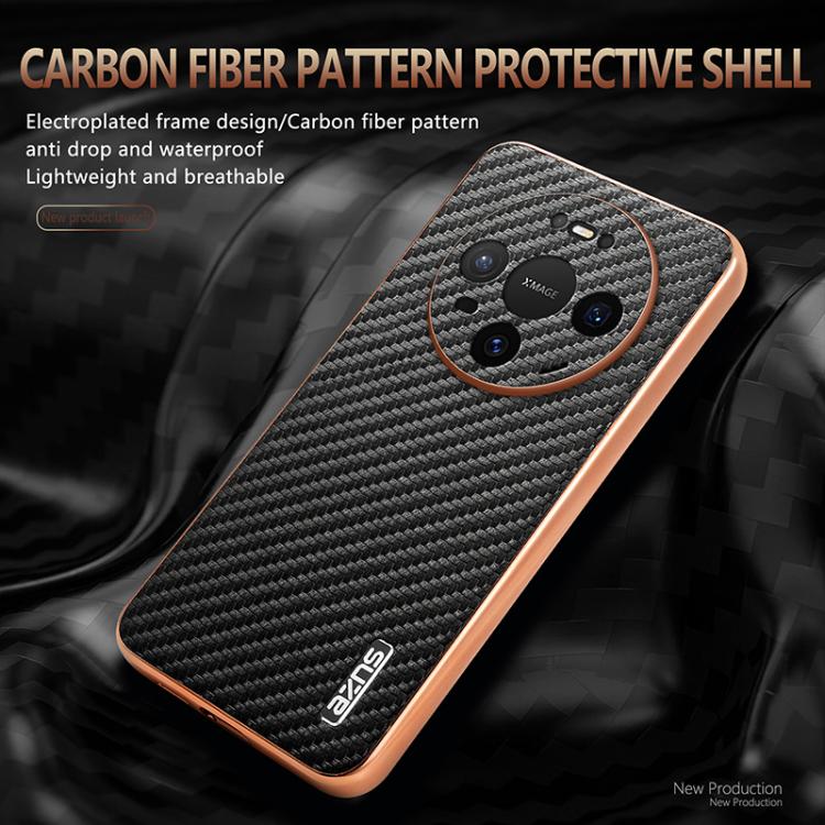 For Huawei Mate 80 Pro / Mate 80 AZNS Electroplated Edge Carbon Fiber Texture Phone Case
