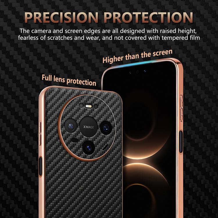 For Huawei Mate 80 Pro / Mate 80 AZNS Electroplated Edge Carbon Fiber Texture Phone Case