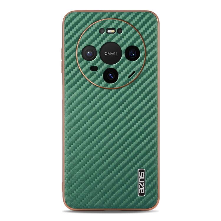 For Huawei Mate 80 Pro / Mate 80 AZNS Electroplated Edge Carbon Fiber Texture Phone Case