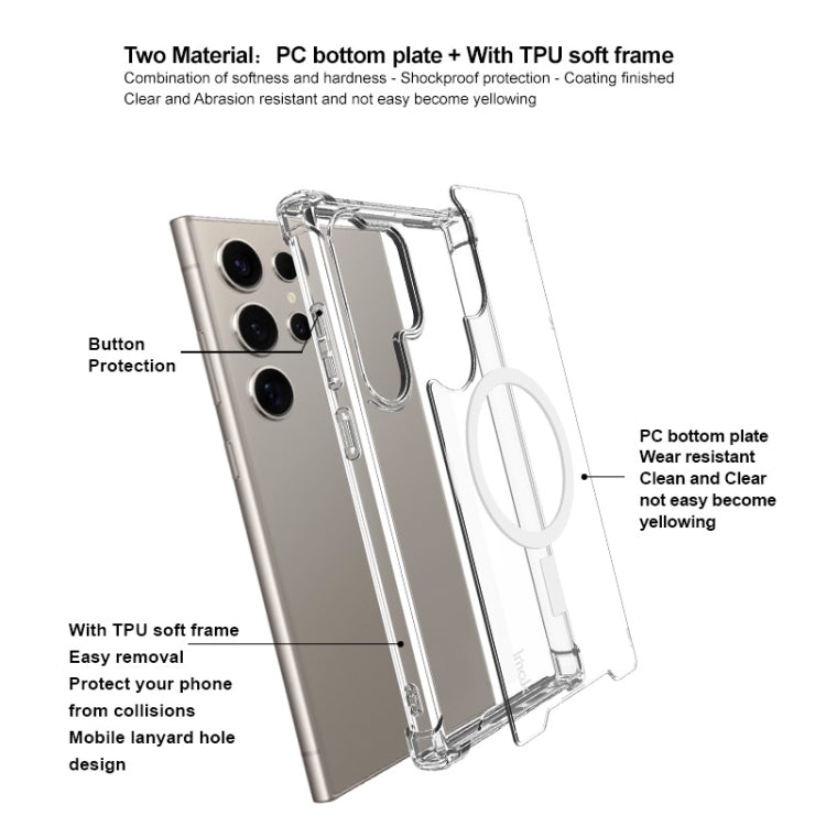 For Samsung Galaxy S24 Ultra 5G IMAK Space Shield PC + TPU Airbag Shockproof MagSafe Phone Case - Transparent