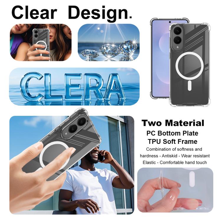 For Samsung Galaxy S25 Edge 5G IMAK Space Shield PC + TPU Airbag Shockproof MagSafe Phone Case - Transparent