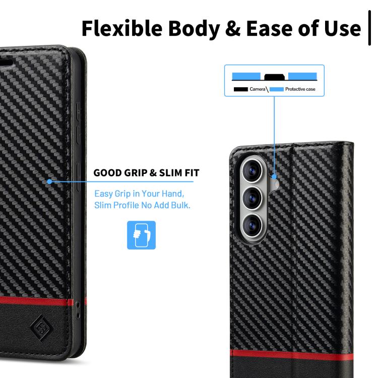 For Samsung Galaxy A57 5G LC.IMEEKE Carbon Fiber Leather Phone Case