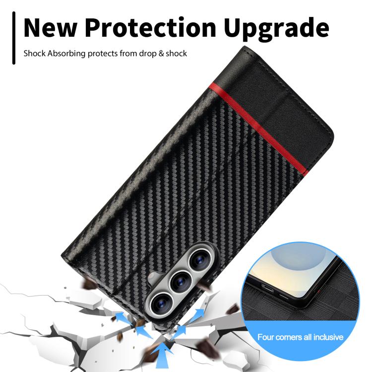 For Samsung Galaxy A57 5G LC.IMEEKE Carbon Fiber Leather Phone Case