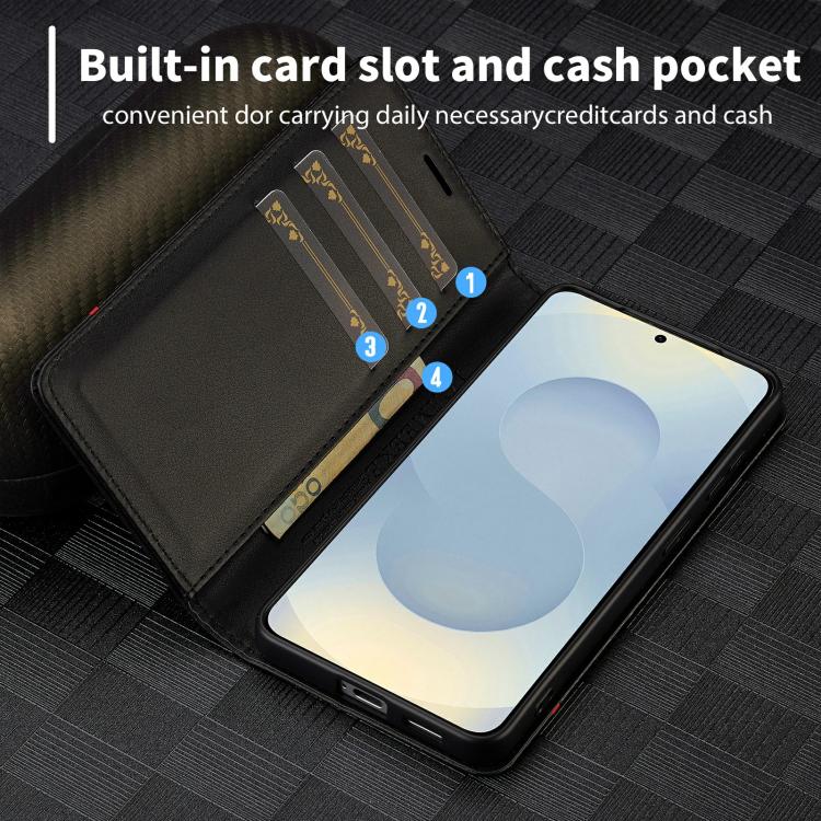 For Galaxy A27 5G LC.IMEEKE Carbon Fiber Leather Phone Case
