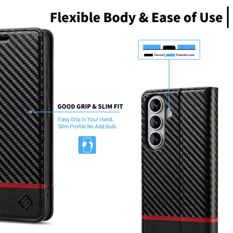 For Galaxy A27 5G LC.IMEEKE Carbon Fiber Leather Phone Case