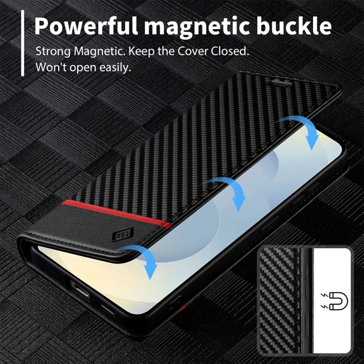 For Galaxy A27 5G LC.IMEEKE Carbon Fiber Leather Phone Case