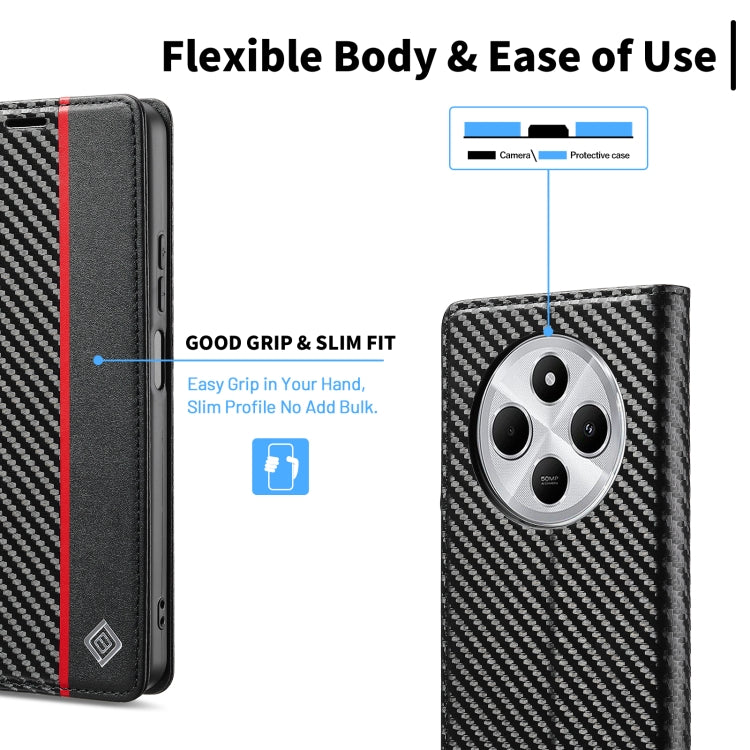 For Redmi A4 5G / 14C 4G LC.IMEEKE Carbon Fiber Leather Phone Case
