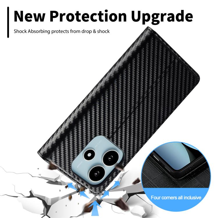 For Redmi Note 14 4G EU 164.84mm LC.IMEEKE Carbon Fiber Leather Phone Case