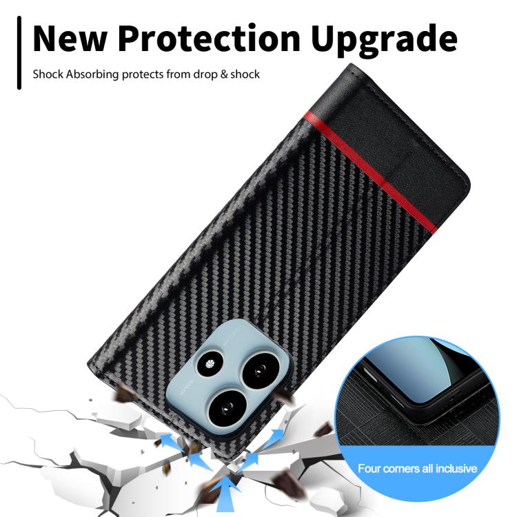 For Redmi Note 14 4G EU 164.84mm LC.IMEEKE Carbon Fiber Leather Phone Case