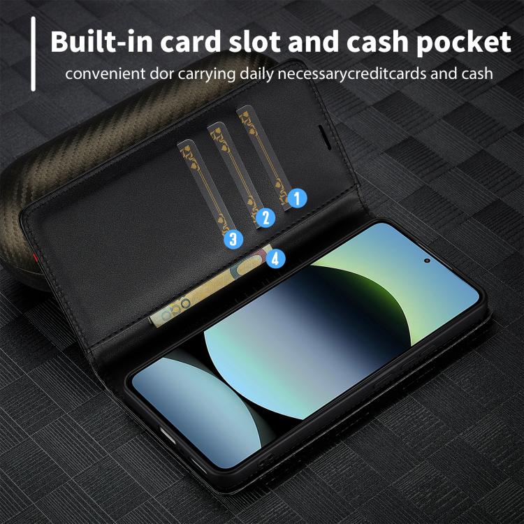For Redmi Note 14 4G EU 164.84mm LC.IMEEKE Carbon Fiber Leather Phone Case