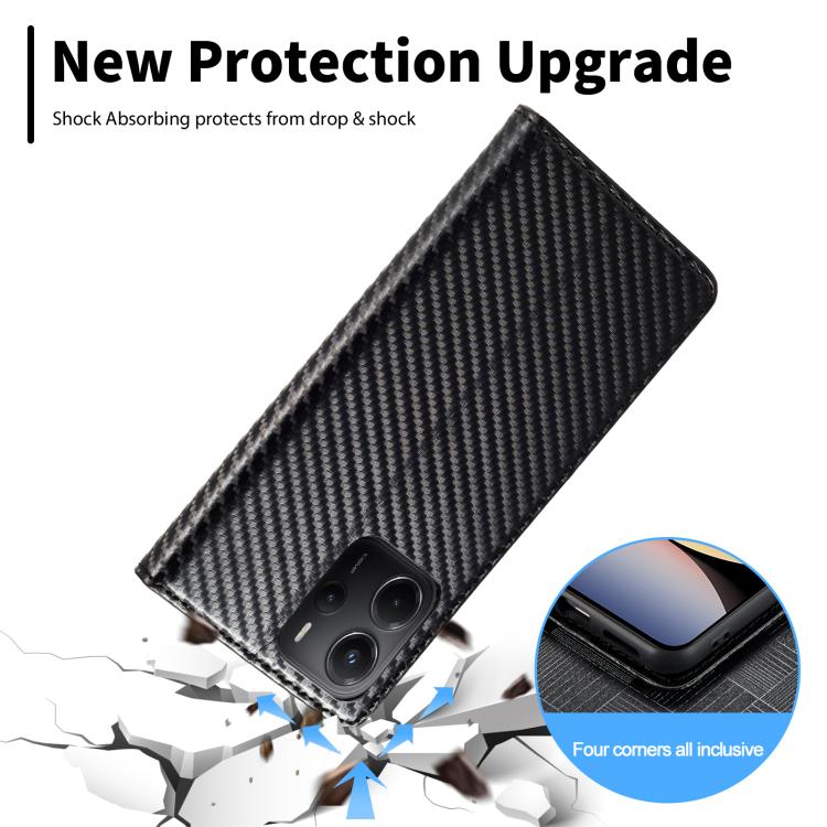For Redmi Note 14 5G Global LC.IMEEKE Carbon Fiber Leather Phone Case