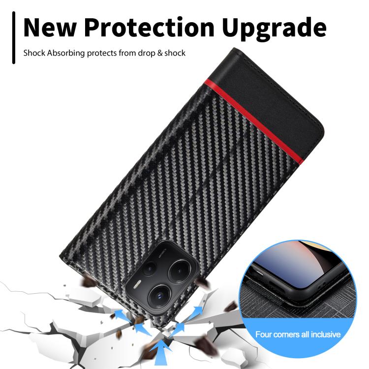 For Redmi Note 14 5G Global LC.IMEEKE Carbon Fiber Leather Phone Case
