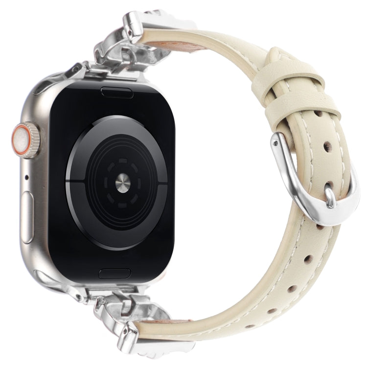 For Apple Watch 46mm / 49mm / 45mm / 44mm Leopard Head Genuine Leather Watch Band