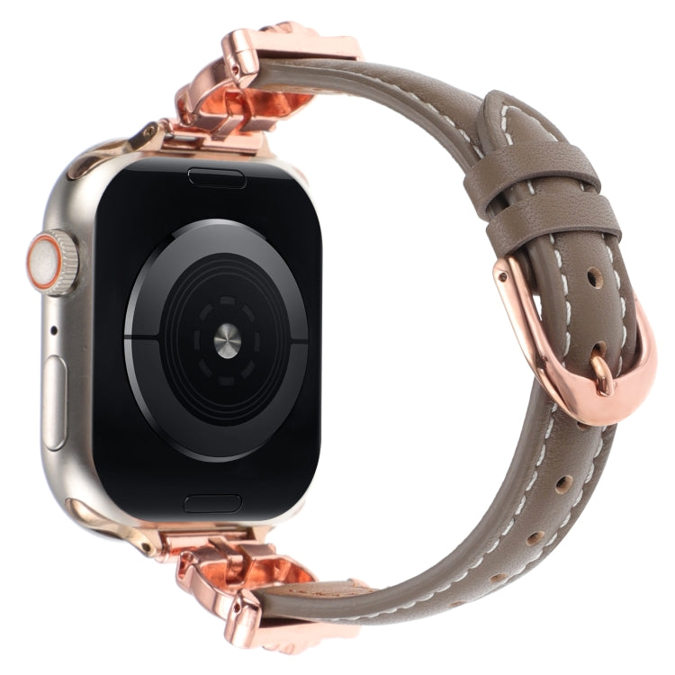 For Apple Watch 46mm / 49mm / 45mm / 44mm Leopard Head Genuine Leather Watch Band