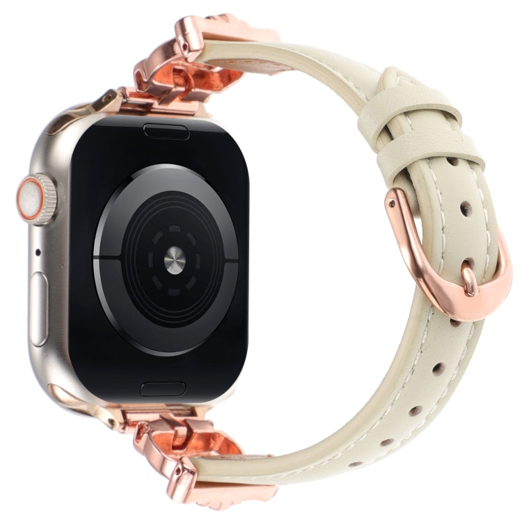 For Apple Watch 42mm / 41mm / 40mm / 38mm Leopard Head Genuine Leather Watch Band