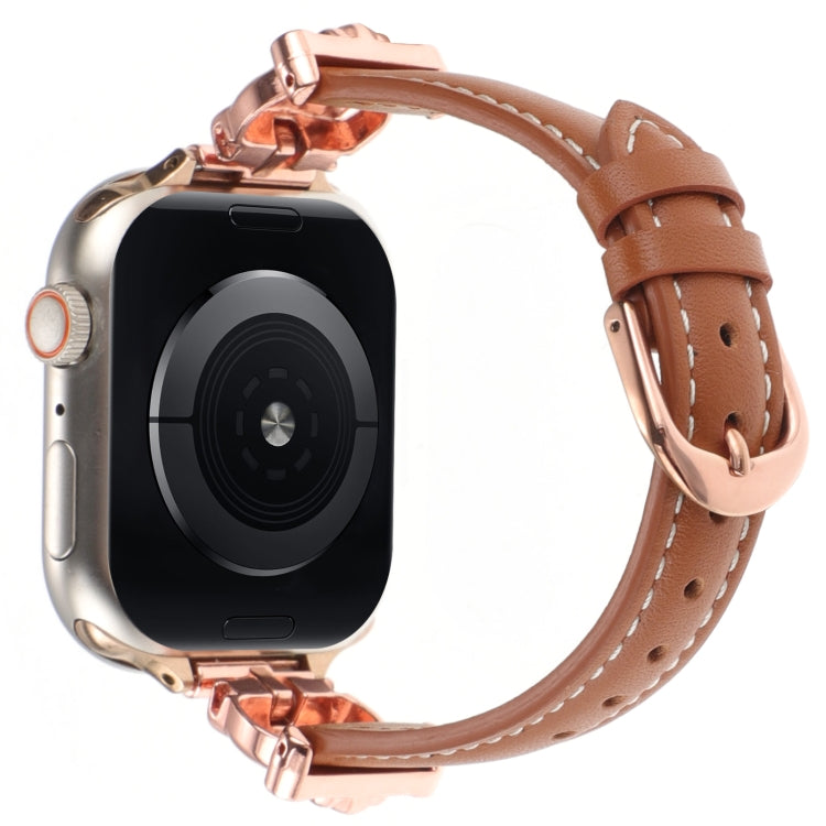 For Apple Watch 42mm / 41mm / 40mm / 38mm Leopard Head Genuine Leather Watch Band