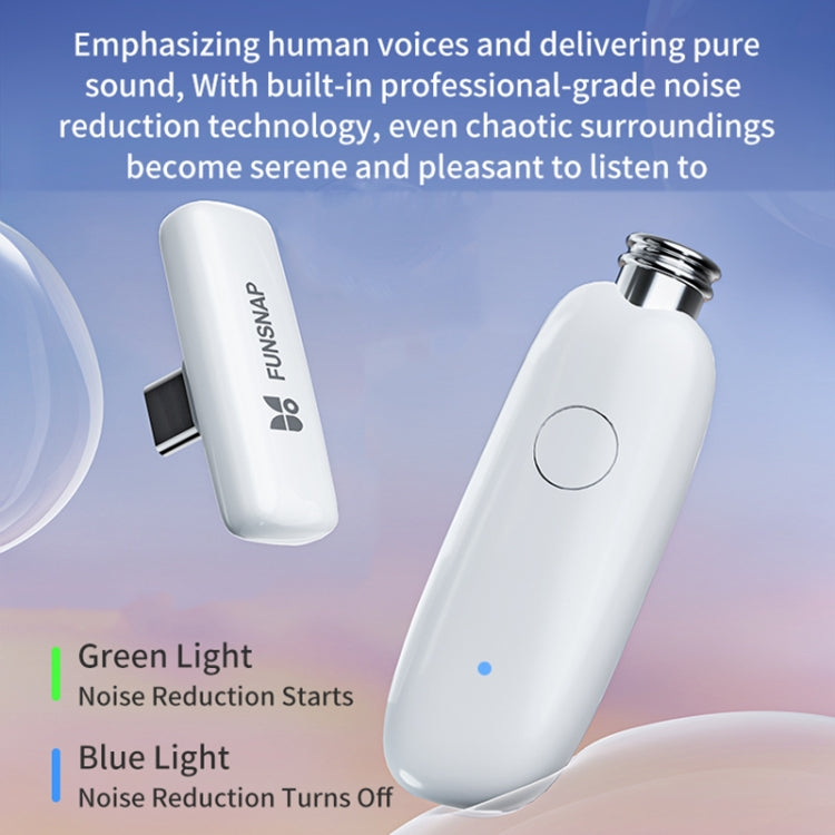 FUNSNAP M2 1 TX + 2 RX Digital Noise Reduction Wireless Microphone Mic Tok, Version:Type-C - White