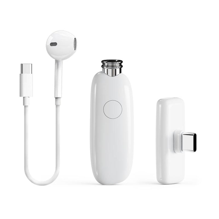FUNSNAP M3 Digital Audio Wireless Microphone Mic Tok with Monitoring Earphones, Version:Type-C - White