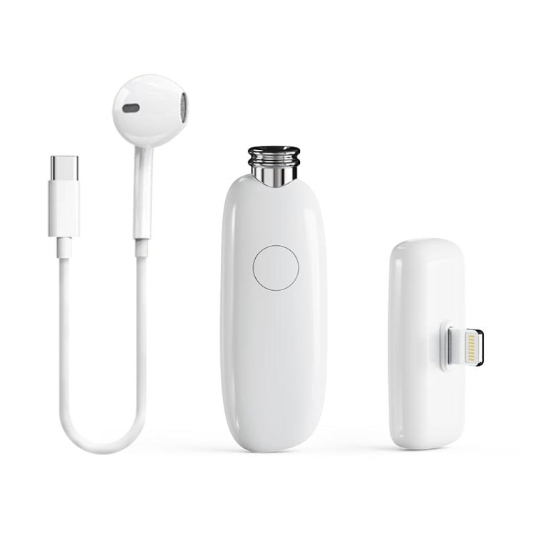 FUNSNAP M3 Digital Audio Wireless Microphone Mic Tok with Monitoring Earphones, Version:8 Pin - White