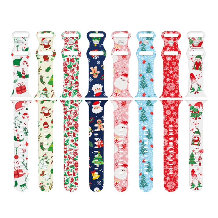 For Apple Watch 46mm / 49mm / 45mm / 44mm Christmas Pattern Silicone Watch Band
