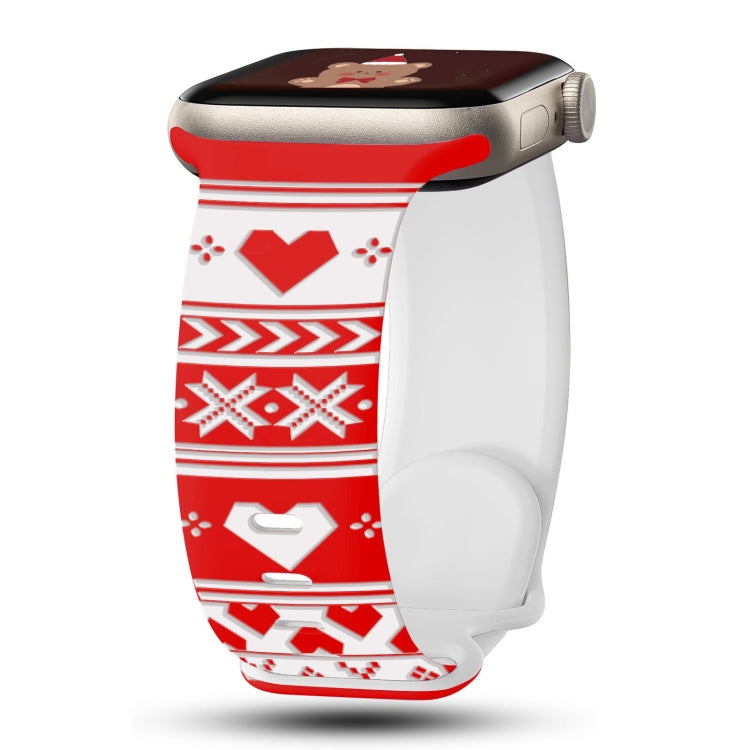 For Apple Watch 46mm / 49mm / 45mm / 44mm Christmas Engraving Butterfly Buckle Silicone Watch Band