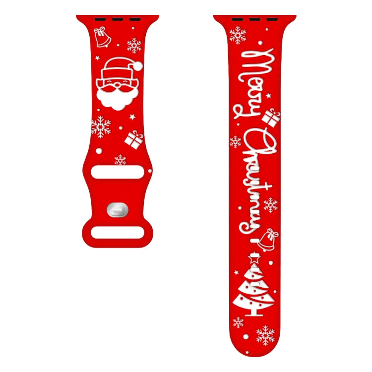 For Apple Watch 42mm / 41mm / 40mm / 38mm Christmas Engraving Butterfly Buckle Silicone Watch Band