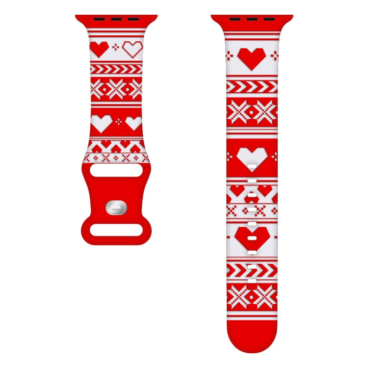 For Apple Watch 42mm / 41mm / 40mm / 38mm Christmas Engraving Butterfly Buckle Silicone Watch Band