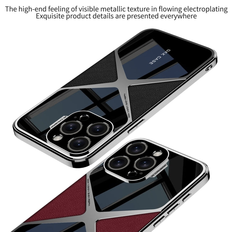 For iPhone 16 Pro Max GKK Leather Electroplating Supersonic Speed Shockproof Phone Case