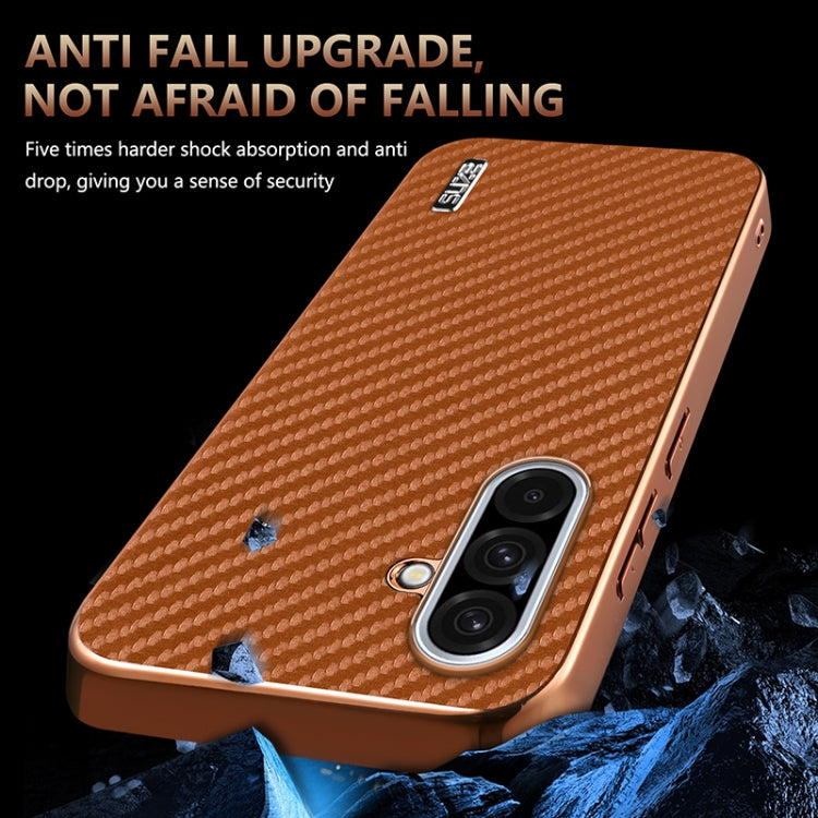 For Samsung Galaxy A36 AZNS Electroplated Edge Carbon Fiber Texture Phone Case